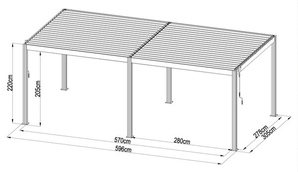 G21 Austin Premium 6x3 m bioklimatikus pergola, antracit alumínium