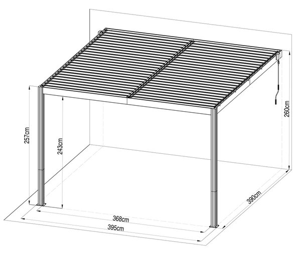 G21 Trenton 4x4 m bioklimatikus pergola, antracit alumínium