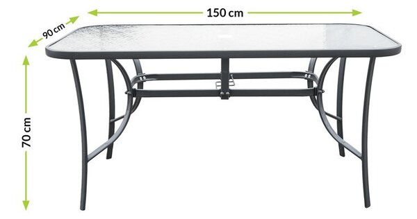 L150 Négyszögletes kerti asztal