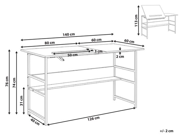 Dönthető rajzasztal ORAN Fehér 140 cm 60 cm