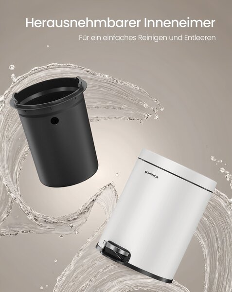 SONGMICS fürdőszobai szemetes (3 L) csendes tetővel, fehér