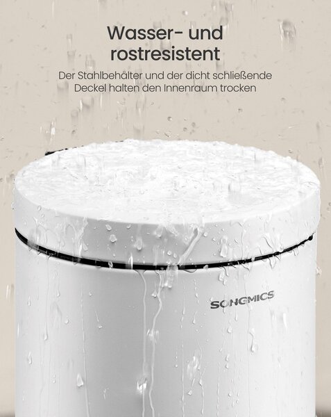 SONGMICS fürdőszobai szemetes (3 L) csendes tetővel, fehér