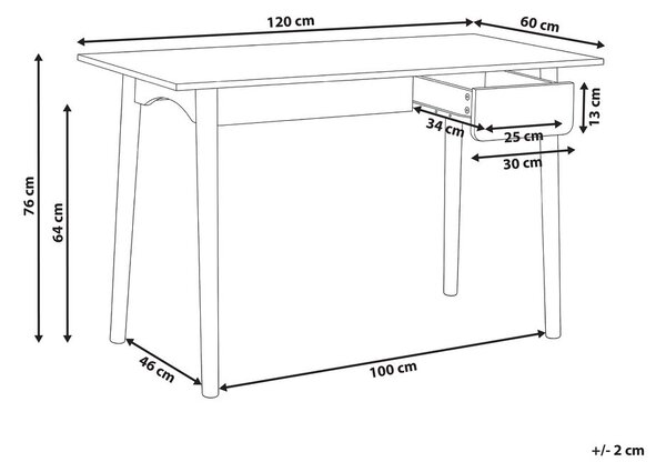 Íróasztal VITRION Világosbarna/fehér 120 cm 60 cm