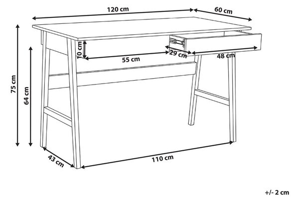 Íróasztal THESLAY Világosbarna/fehér 120 cm 60 cm