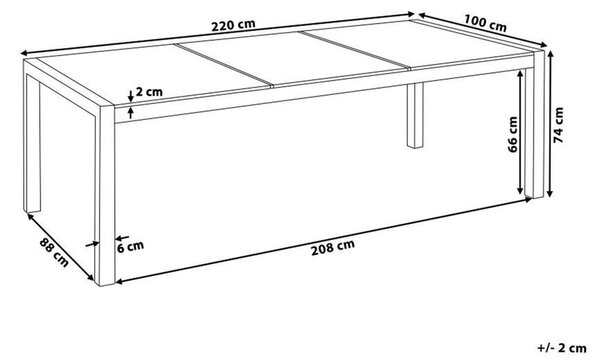 Kerti asztal GROSSETO 220 cm 100 cm Gránit Csiszolt Szürke