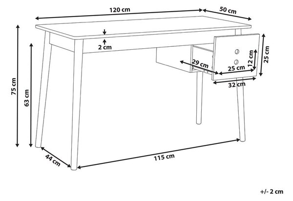 Íróasztal FENESTRA Világosbarna/fehér 120 cm 50 cm