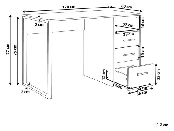 Íróasztal ZERLAY Fehér 120 cm 60 cm