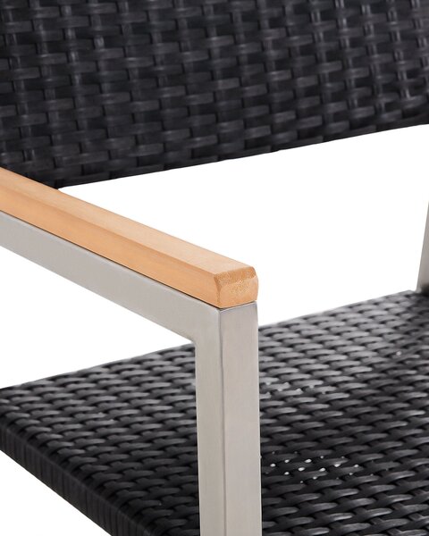 Négydarabos kerti szék szett GROSSETO PE Rattan Fekete