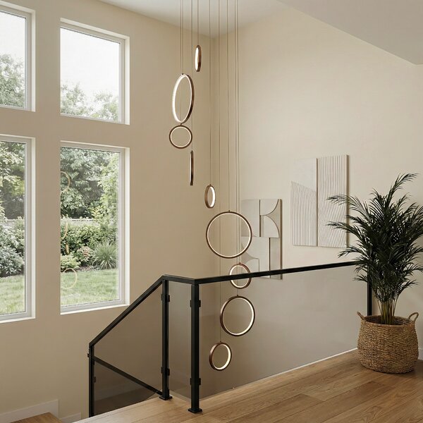 Design függőlámpa sötét bronz 9-lámpás LED-del, 3 lépésben dimmelhető - Vide Anella