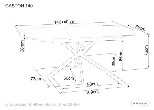 Gaston Ceramic 140 Bővíthető Kerámia Étkezőasztal Mattfehér/Mattfekete