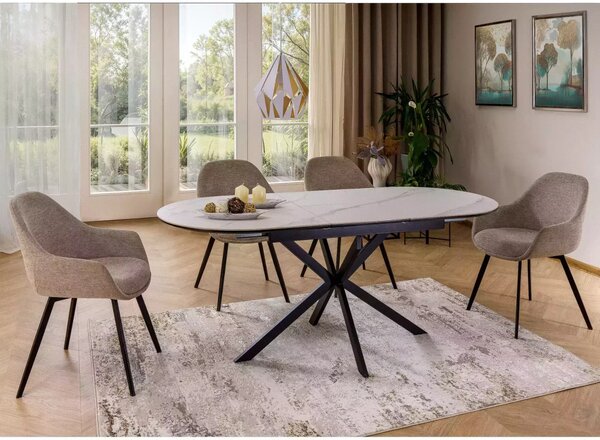 Gaston Ceramic 140 Bővíthető Kerámia Étkezőasztal Mattfehér/Mattfekete