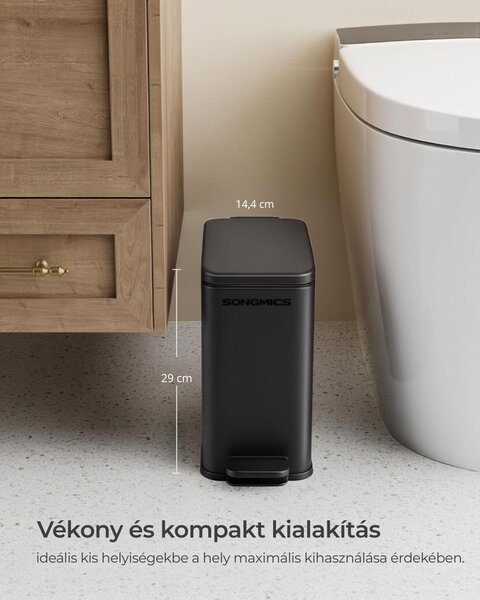 NORD fürdőszobai szemetes, 5 l, fekete SongmicsHome