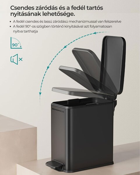 NORD fürdőszobai szemetes, 5 l, fekete SongmicsHome
