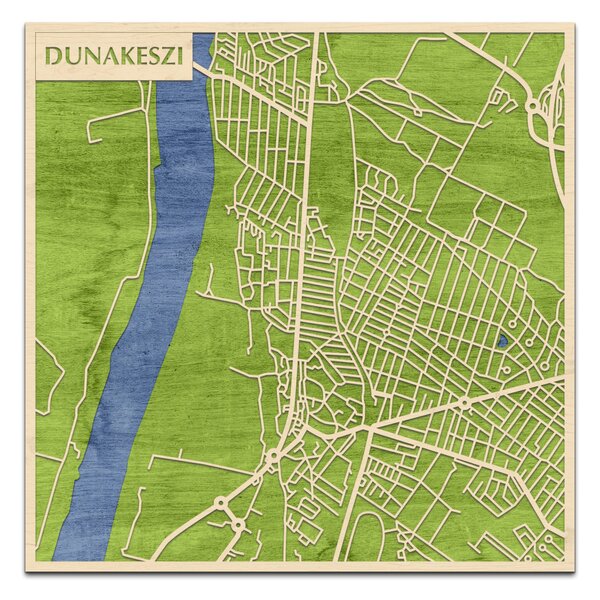 Dunakeszi 3D fa várostérkép fali dekoráció – Natura Products