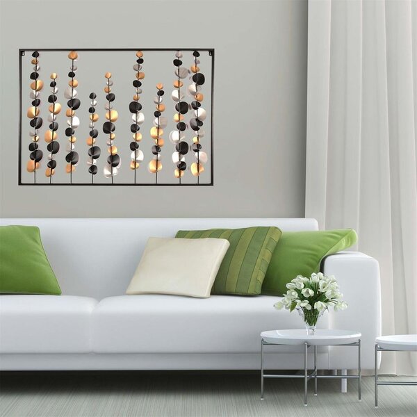 Fali fém dekoráció, levelek 100x170 cm, fekete arany - FEUILLANTINES
