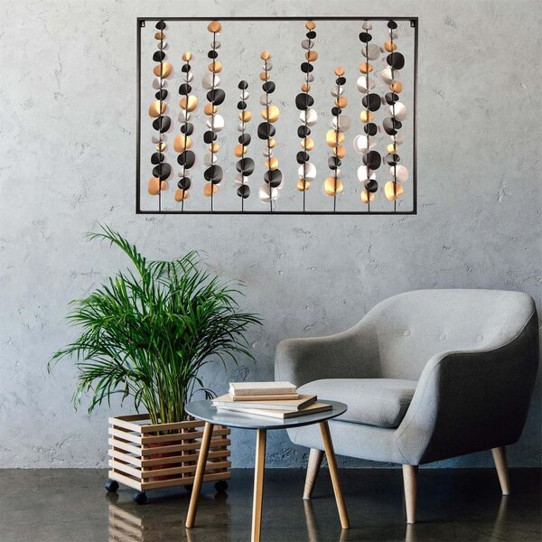 Fali fém dekoráció, levelek 100x170 cm, fekete arany - FEUILLANTINES