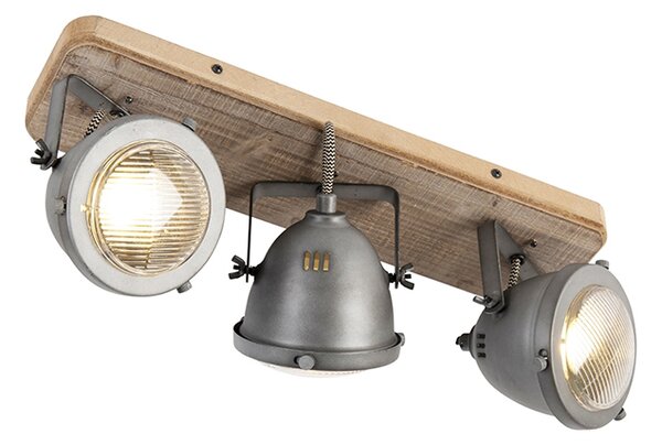Okos reflektor fém és fa kombinációban, dönthető, 3 db WiFi GU10 izzóval - Emado