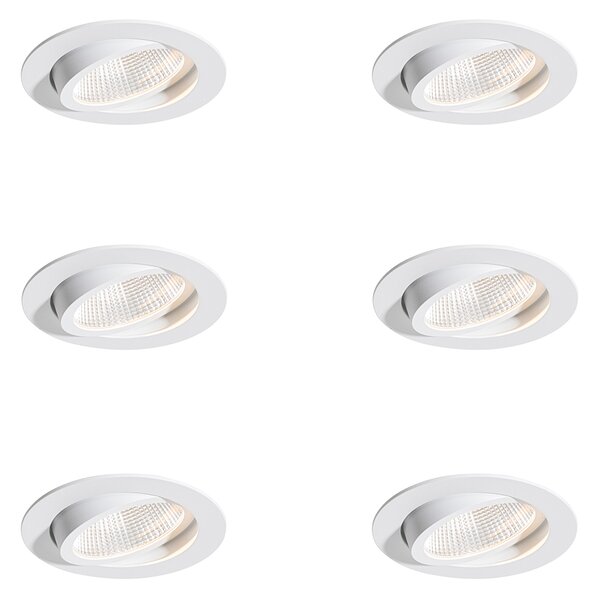 6 darabos fehér süllyesztett spotlámpa készlet 9,5 cm LED-del 1300 lm szabályozható IP65 - Gaius