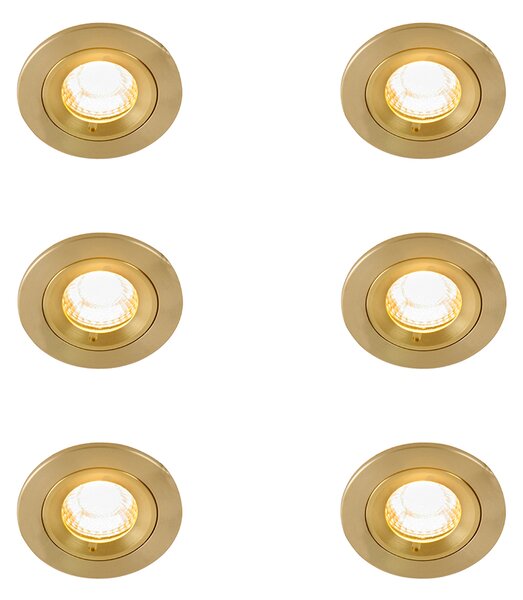 6 darabos modern, süllyesztett, arany színű, kerek, IP44-es spotlámpa szett - Xena