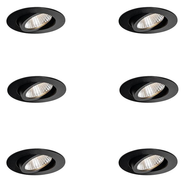 6 darabos fekete süllyesztett spotlámpa készlet 6,8 cm LED-del 750 lm szabályozható IP65 - Gaius
