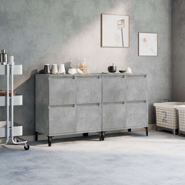 2 db Beton Szürke Fa Tálalószekrény - 60x35x70 cm