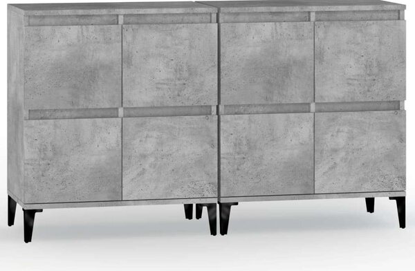 2 db Beton Szürke Fa Tálalószekrény - 60x35x70 cm