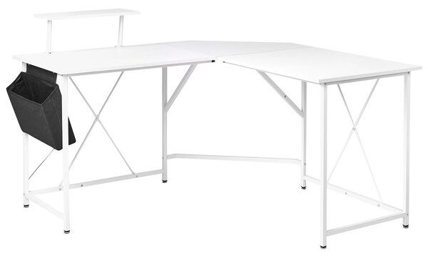 Sarok íróasztal TACONY Fehér 180 cm 140 cm Ágyneműtartóval