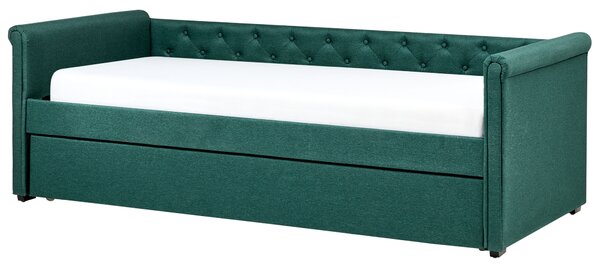 Kihúzható heverő LIBOURNE 90 x 200 cm Sötétzöld
