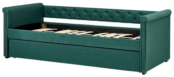 Kihúzható heverő LIBOURNE 90 x 200 cm Sötétzöld