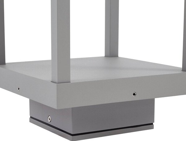 Lucande LED talapzati világítás Lealan, szürke, fém, 23 cm, IP54, Alu / szürke / cink, Alumínium, Modern