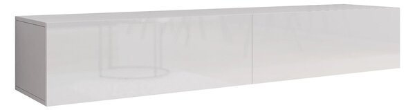 TV-állvány Vilrin I, Közepes sűrűségű farostlemez, Laminált forgácslap, 30x180x40cm, Fényes fehér, Fehér