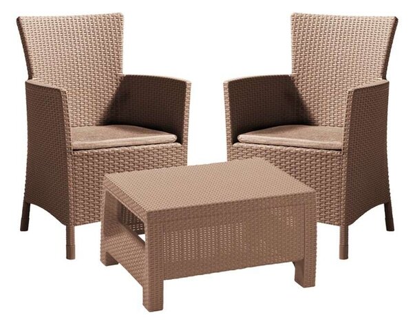 Corowa Balkon Szett - 2 Fotel + Asztal - Cappuccino
