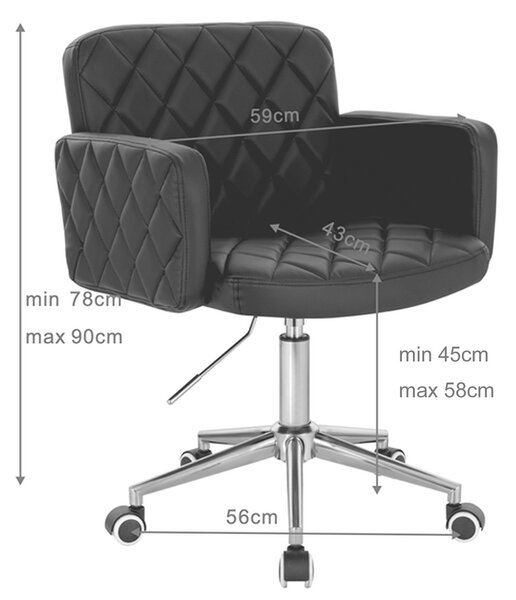 HC802N Fekete Modern Műbőr Szék Fekete lábbal