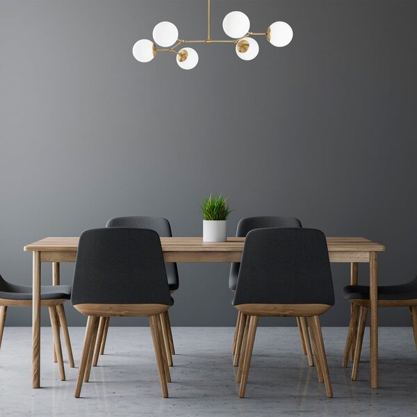 Fehér-sárgaréz színű függőlámpa üveg búrával Damar – Opviq lights