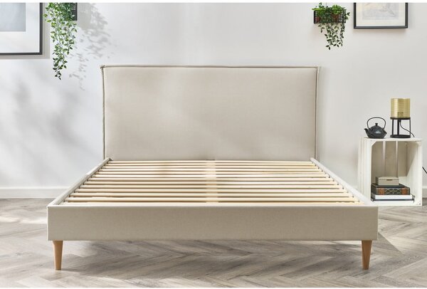 Bézs kárpitozott franciaágy ágyráccsal 180x200 cm Sary – Bobochic Paris