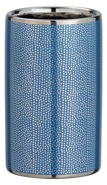 Nuria kék kerámia fogkefetartó pohár ezüstszínű részletekkel - Wenko