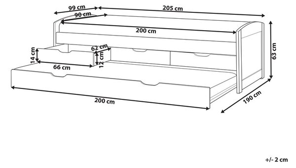 Kihúzható heverő Fenyő PETIVILLE 90 x 200 cm Világosbarna
