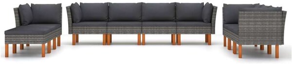 Polyrattan Kerti Ülőgarnitúra - 10 részes - Szürke