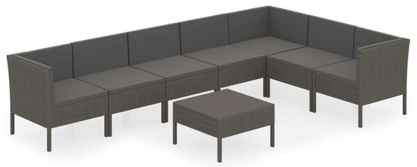 VidaXL 8 részes szürke polyrattan kerti ülőgarnitúra párnákkal