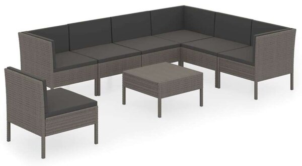 VidaXL 8 részes szürke polyrattan kerti ülőgarnitúra párnákkal