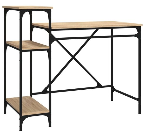 VidaXL Ipari Íróasztal Polcokkal - Sonoma Tölgy - 105x50x90 cm