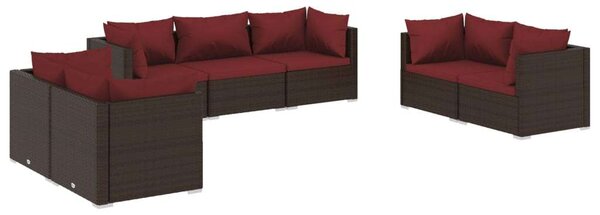 Polyrattan Kerti Ülőgarnitúra - 7 részes - Barna
