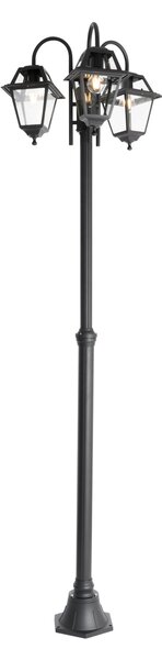 Klasszikus kültéri lámpa fekete 235 cm 3-lámpás IP44 - Berta