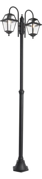 Klasszikus kültéri lámpa fekete 235 cm 2-lámpás IP44 - Berta