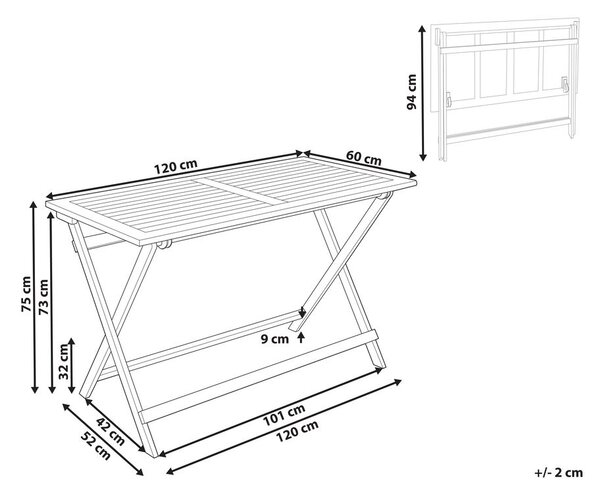 Kerti asztal PROSSEDI 120 cm 60 cm Akácfa Barna