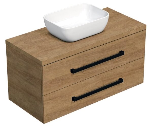 Fürdőszobaszekrény fekete fogantyúval SAT Cube Way 100x71x46 cm tölgy Hickory matt CUBE46C1003DHSAT45