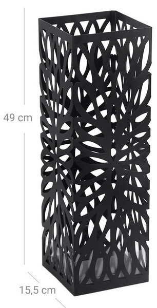 FLORE fém esernyőtartó, 15,5x15,5x49cm, fekete SongmicsHome