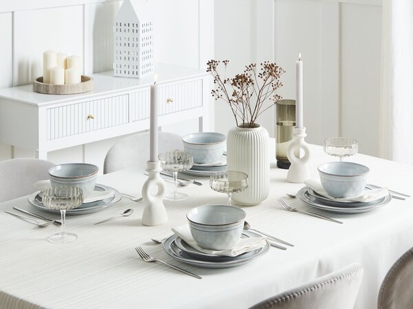 12 darabos étkészlet CHIVES Kőcserép Világosszürke