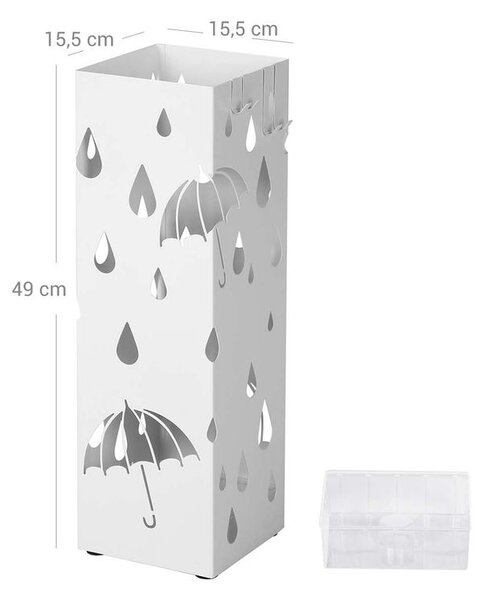 UMBRELLA fém esernyőtartó, 15,5x15,5x49cm, fehér SongmicsHome