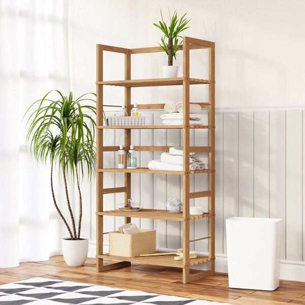 ÖLAND fa polcos állvány, 58x27x136cm, 5 polc, barna Casaria